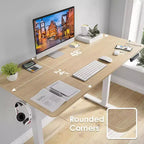 PexFix Scrivania Elettrica Regolabile in Altezza 122 x 61 cm, con Piano in Legno Naturale, Scrivania Computer per Casa e Ufficio con Pannello Giuntato