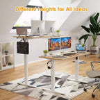 PexFix Scrivania Elettrica Regolabile in Altezza 122 x 61 cm, con Piano in Legno Naturale, Scrivania Computer per Casa e Ufficio con Pannello Giuntato