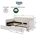 GDFStudio Gunter Letto Divano Singolo Rivestito in Velluto con 2 Cassetti