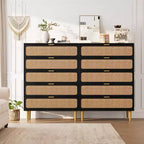 Cassettiera Garvee Rattan a 5 cassetti per Camera da Letto, Cassettone Alto con Piano Largo e Cassetti Profondi per Soggiorno, Corridoio, Camera dei Bambini