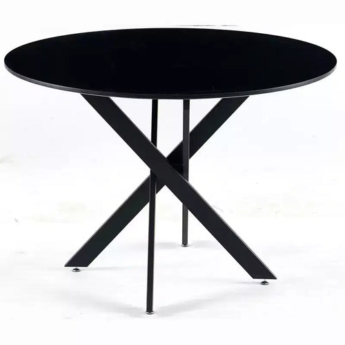 42.1 Round Dining Table for 4-6 People, Mid Century Modern Kitchen Dinner Table with Crossed Legs, Leisure Coffee Table for Kitchen Living Room