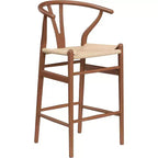 PexFix Sgabello Sedia da Bar Wishbone Completamente Assemblato, Sgabello da Bar a Contatore in Tessuto per Isola Cucina, Noce