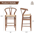 PexFix Sgabello Sedia da Bar Wishbone Completamente Assemblato, Sgabello da Bar a Contatore in Tessuto per Isola Cucina, Noce