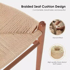 PexFix Sgabello Sedia da Bar Wishbone Completamente Assemblato, Sgabello da Bar a Contatore in Tessuto per Isola Cucina, Noce