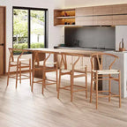 PexFix Sgabello Sedia da Bar Wishbone Completamente Assemblato, Sgabello da Bar a Contatore in Tessuto per Isola Cucina, Noce