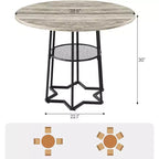 Tavolo da cucina rustico da 99 cm con 45 cm di spazio per riporre, base in metallo resistente, per cucina sala da pranzo