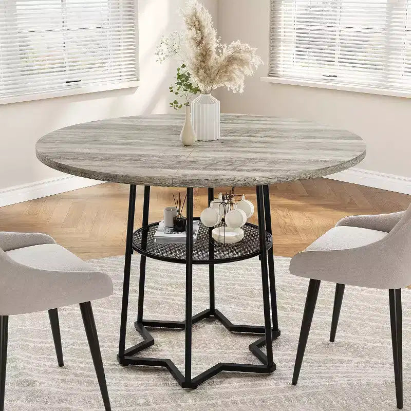 Tavolo da cucina rustico da 99 cm con 45 cm di spazio per riporre, base in metallo resistente, per cucina sala da pranzo