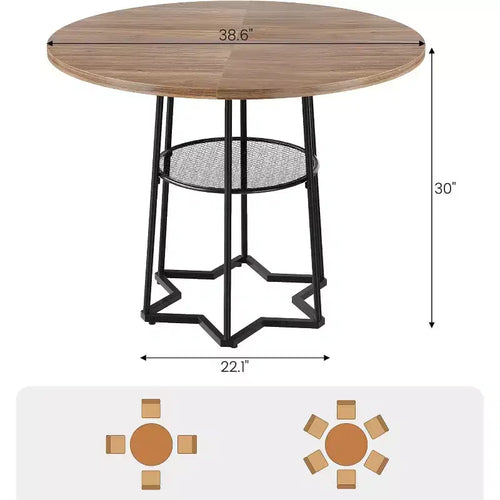 Tavolo da cucina rustico da 99 cm con 45 cm di spazio per riporre, base in metallo resistente, per cucina sala da pranzo