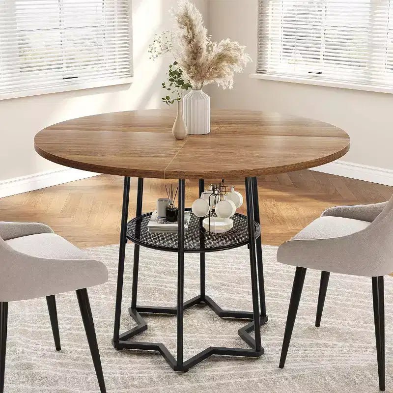 Tavolo da cucina rustico da 99 cm con 45 cm di spazio per riporre, base in metallo resistente, per cucina sala da pranzo