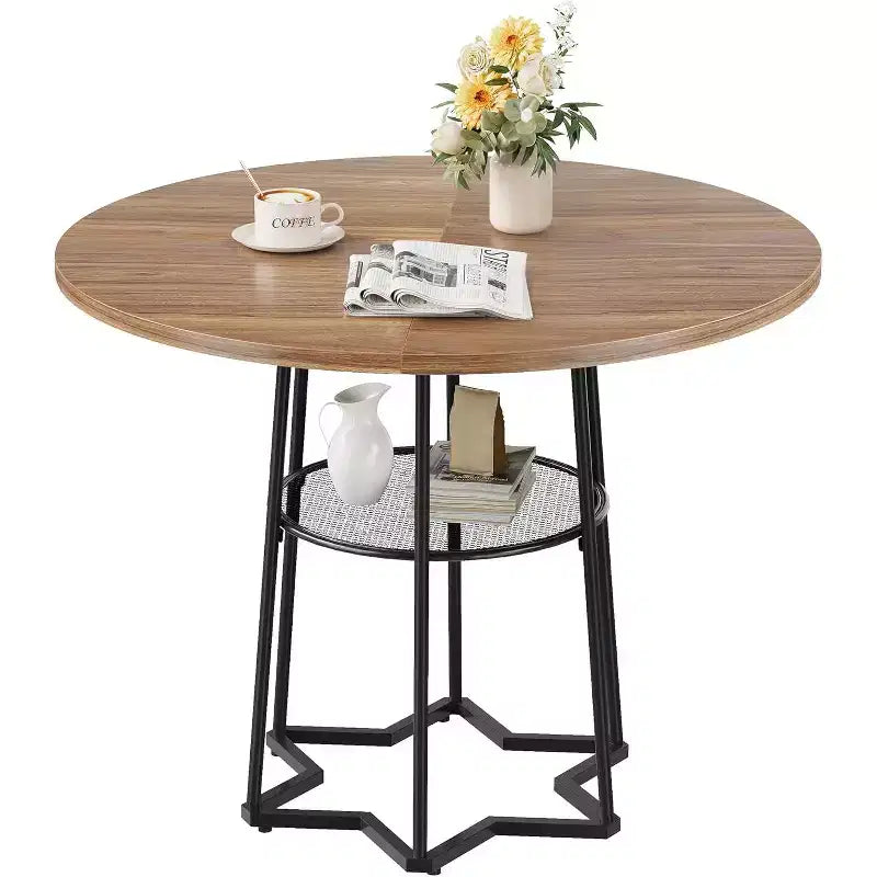 Tavolo da cucina rustico da 99 cm con 45 cm di spazio per riporre, base in metallo resistente, per cucina sala da pranzo