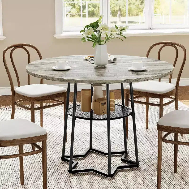 Tavolo da cucina rustico da 99 cm con 45 cm di spazio per riporre, base in metallo resistente, per cucina sala da pranzo