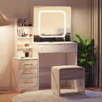 Coiffeuse GustoWave avec lumières LED, coiffeuse de maquillage avec miroir coulissant éclairé, station de charge, table de toilette
