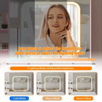 Coiffeuse GustoWave avec lumières LED, coiffeuse de maquillage avec miroir coulissant éclairé, station de charge, table de toilette