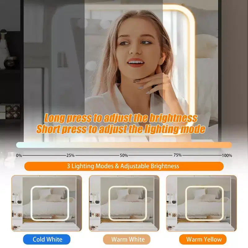 Coiffeuse GustoWave avec lumières LED, coiffeuse de maquillage avec miroir coulissant éclairé, station de charge, table de toilette