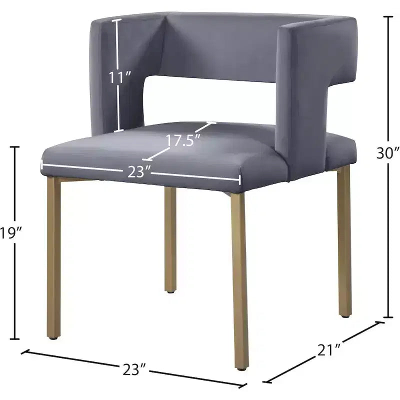 Meridian Furniture, Sedia da pranzo Caleb in velluto, set da 2