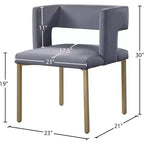 Meridian Furniture, Sedia da pranzo Caleb in velluto, set da 2