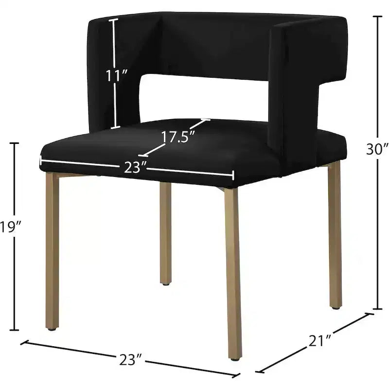Meridian Furniture, Sedia da pranzo Caleb in velluto, set da 2