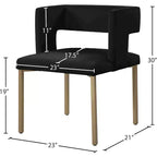 Meridian Furniture, Sedia da pranzo Caleb in velluto, set da 2