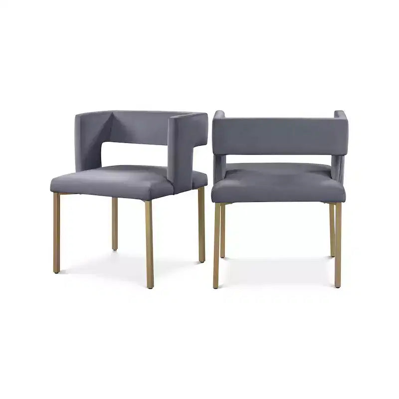Meridian Furniture, Sedia da pranzo Caleb in velluto, set da 2