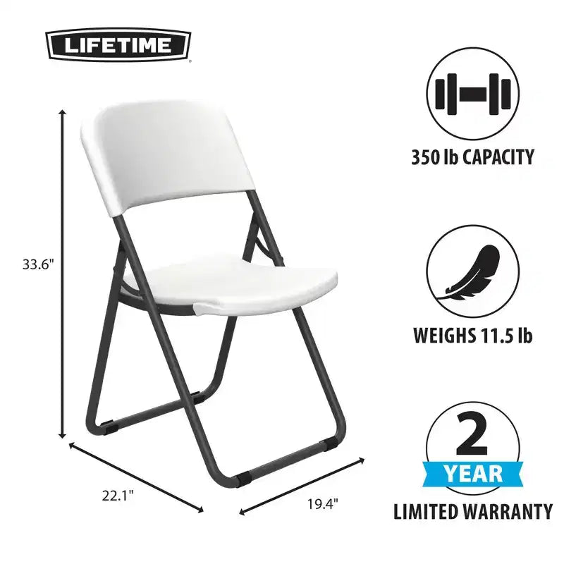 Sedia pieghevole Lifetime Loop Light Commercial, confezione da 4, bianca (80155)