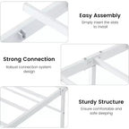 Struttura Letto Singolo Bianco con Testiera, Base per Materasso in Metallo Resistente con Doghe in Acciaio, Nessun Box Spring Necessario, Silenzioso e Durevole