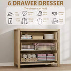 TROPOW Comò ampio, Comò ampio in stile boho con cassetti e contenitore, Cassettiera in legno indipendente per camera da letto, cameretta dei bambini, soggiorno