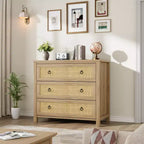 TROPOW Comò ampio, Comò ampio in stile boho con cassetti e contenitore, Cassettiera in legno indipendente per camera da letto, cameretta dei bambini, soggiorno