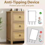 TROPOW Comò ampio, Comò ampio in stile boho con cassetti e contenitore, Cassettiera in legno indipendente per camera da letto, cameretta dei bambini, soggiorno