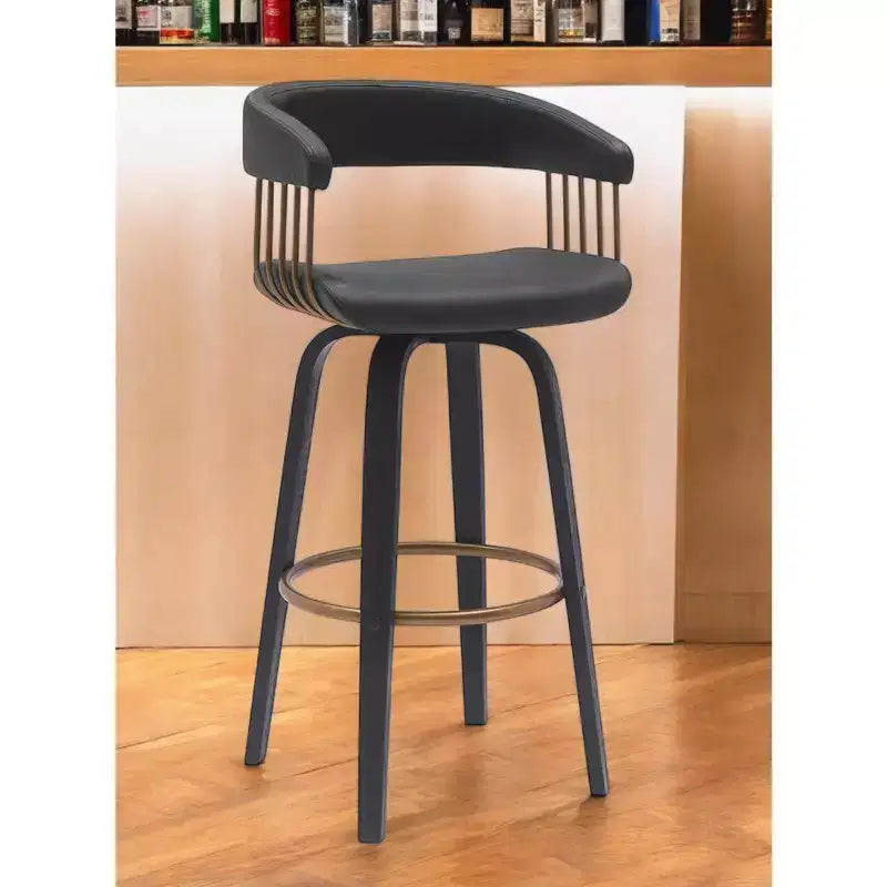 HomeRoots 31 Sgabello da Bar Girevole in Similpelle Nera Altezza Bar