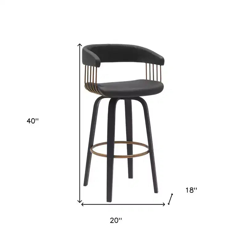HomeRoots 31 Sgabello da Bar Girevole in Similpelle Nera Altezza Bar