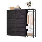 Cassettiera a 16 cassetti per camera da letto, organizer per vestiti con asta appendiabiti, cassettiera alta 51 cm con contenitori in tessuto, cassettiera grande per armadio