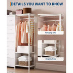 Cassettiera a 16 cassetti per camera da letto, organizer per vestiti con asta appendiabiti, cassettiera alta 51 cm con contenitori in tessuto, cassettiera grande per armadio