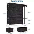 Cassettiera a 16 cassetti per camera da letto, organizer per vestiti con asta appendiabiti, cassettiera alta 51 cm con contenitori in tessuto, cassettiera grande per armadio