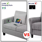 TYBOATLE 72 Divano a 3 Posti con Porte USB, Divano Grigio Moderno di Metà Secolo per Soggiorno, Camera da Letto, Appartamento Design Confortevole e Salvaspazio