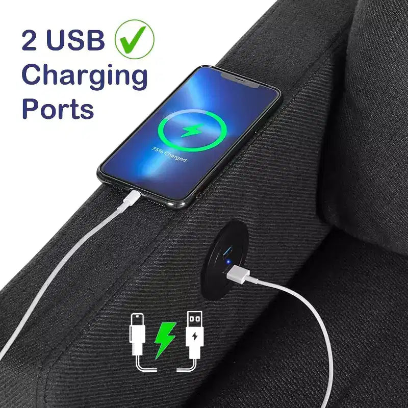 TYBOATLE 72 Divano a 3 Posti con Porte USB, Divano Grigio Moderno di Metà Secolo per Soggiorno, Camera da Letto, Appartamento Design Confortevole e Salvaspazio