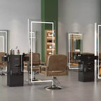 Karl Home Armadietto per barbiere in legno autoportante con 2 cassetti, 1 armadietto e 6 supporti per asciugacapelli