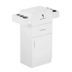 Karl Home Armadietto per barbiere in legno autoportante con 2 cassetti, 1 armadietto e 6 supporti per asciugacapelli
