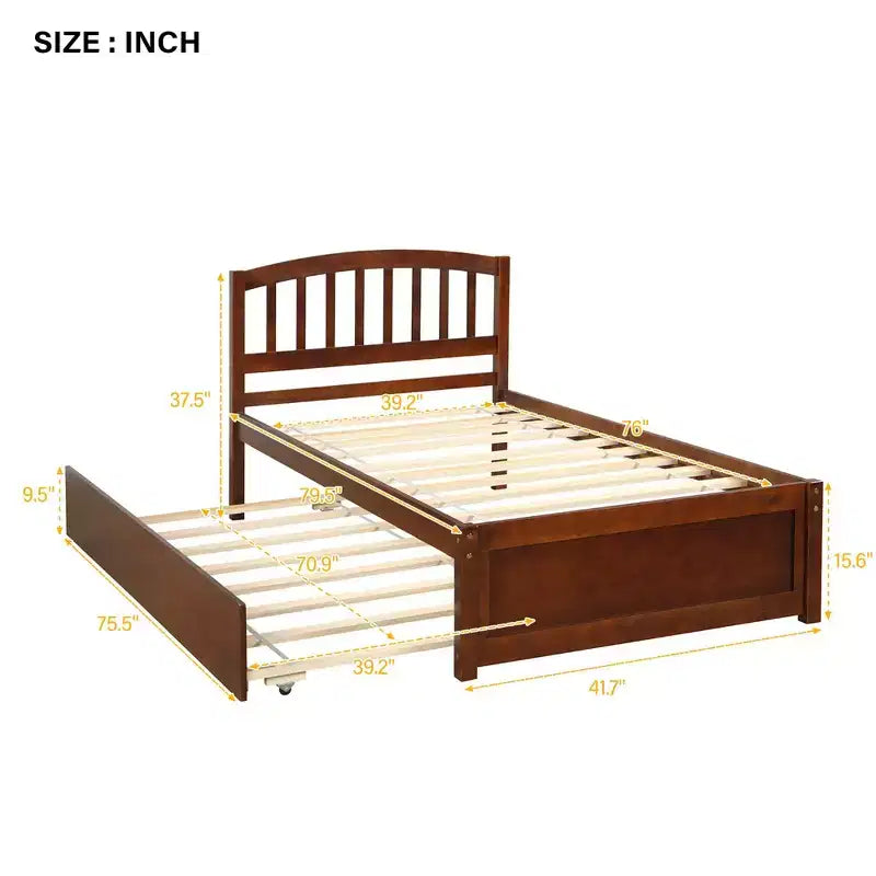Base letto a piattaforma in legno Twin con letto estraibile Espresso