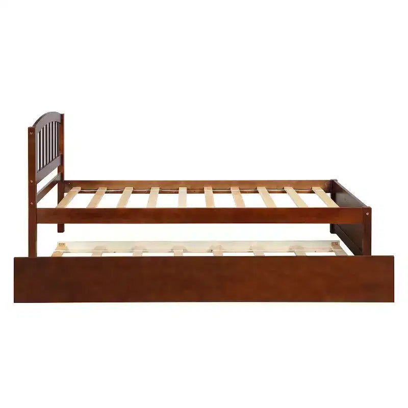 Base letto a piattaforma in legno Twin con letto estraibile Espresso