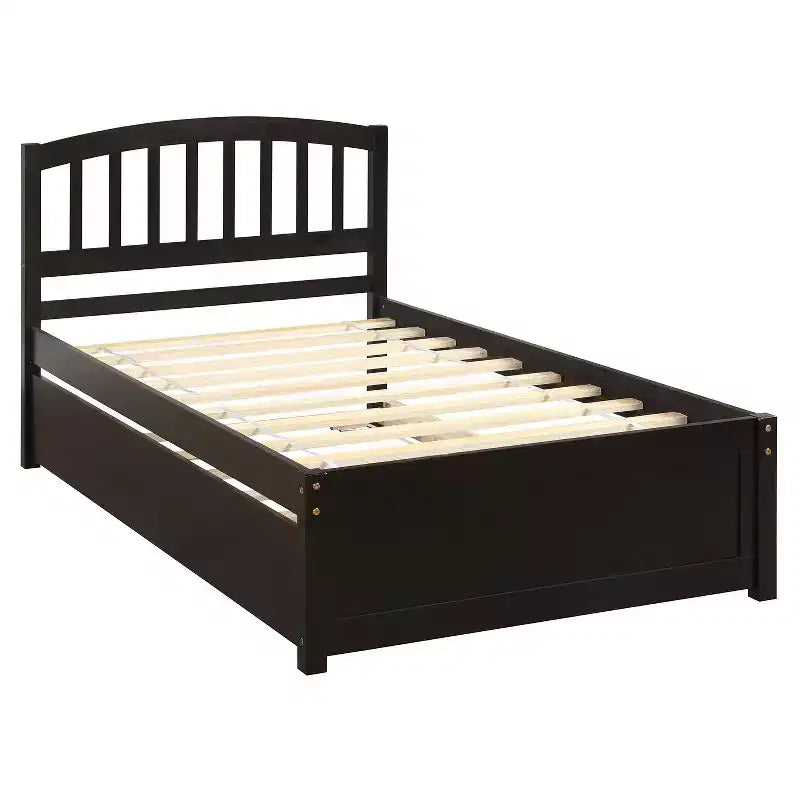 Base letto a piattaforma in legno Twin con letto estraibile Espresso