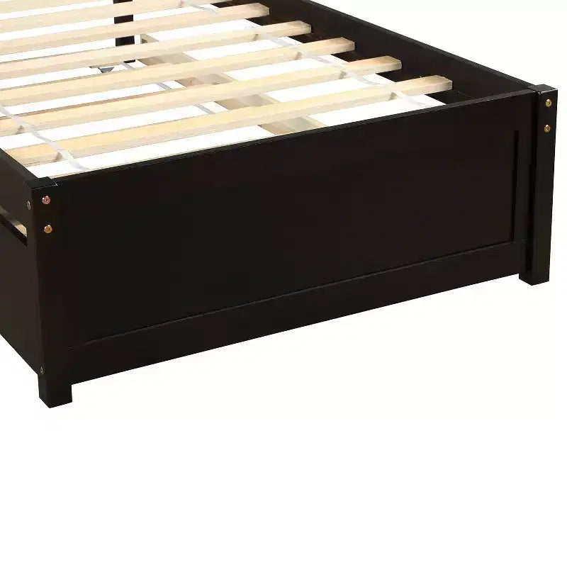 Base letto a piattaforma in legno Twin con letto estraibile Espresso