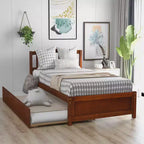 Base letto a piattaforma in legno Twin con letto estraibile Espresso