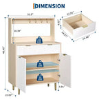 Credenza a buffet da 48 pollici, mobile bar fluted con 2 cassetti e ripiani regolabili, consolle in legno, armadietto da cucina