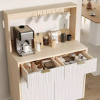 Credenza a buffet da 48 pollici, mobile bar fluted con 2 cassetti e ripiani regolabili, consolle in legno, armadietto da cucina