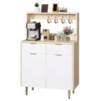 Credenza a buffet da 48 pollici, mobile bar fluted con 2 cassetti e ripiani regolabili, consolle in legno, armadietto da cucina