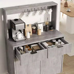 Credenza a buffet da 48 pollici, mobile bar fluted con 2 cassetti e ripiani regolabili, consolle in legno, armadietto da cucina