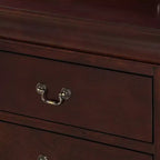 Mobili per camera da letto in legno massello Okak: cassettiera a 5 cassetti o comodino a 2 cassetti, letto a slitta, accessori in ottone, facile montaggio