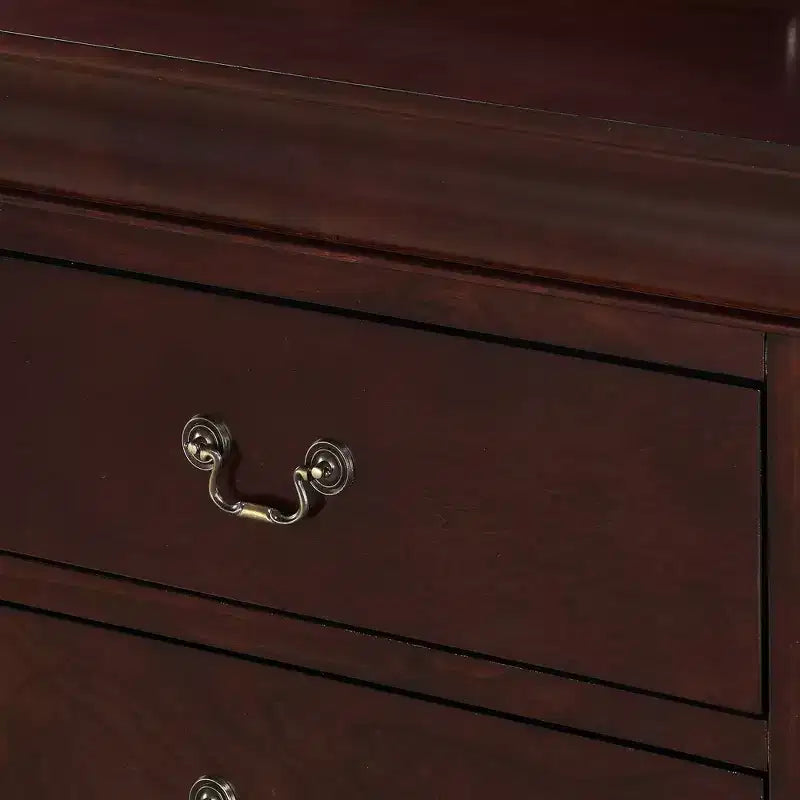 Mobili per camera da letto in legno massello Okak: cassettiera a 5 cassetti o comodino a 2 cassetti, letto a slitta, accessori in ottone, facile montaggio