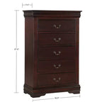 Okak Solid Wood Bedroom Furniture 5-Drawer Chest or 2-Drawer Nightstand, Sleigh Bed, Brass Hardware, Easy Assembly