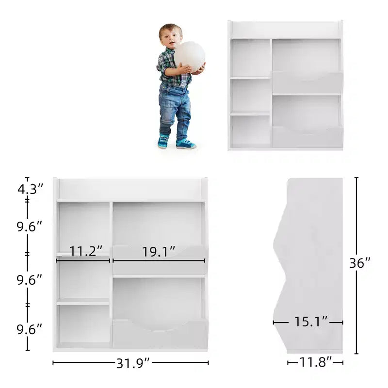 Libreria per bambini e portaoggetti per giocattoli, organizer per giocattoli a 3 livelli, mobiletto a 5 cubi, libreria per bambini